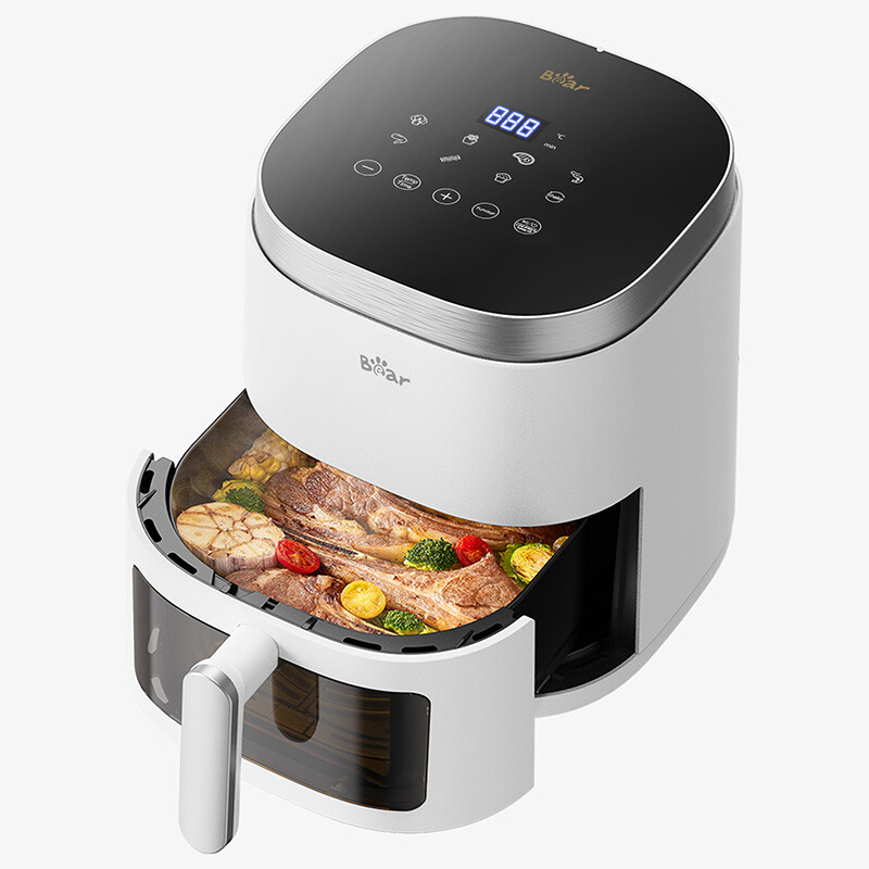 Bear airfryer QZG-F15E3 5 L, easy view, slim digitaal touchscreen, vaatwasbestendige en antiaanbakmand