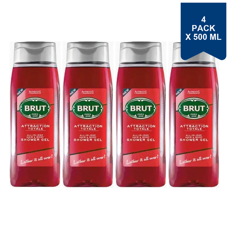 Brut Douchegel Attraction Totale 500 ml (4-Pack)