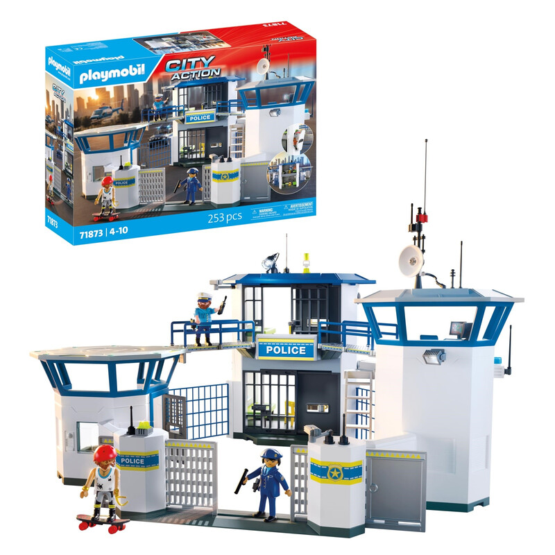 PLAYMOBIL City Action Polizei-Kommandozentrale Polizei-Spielzeug Abenteuerspielzeug für Kinder ab 4 Jahren Fördert Rollenspiel & Kreativität mit Spielfiguren & Zubehör 71873