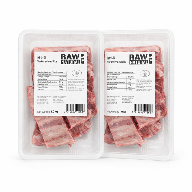 Rauwe natuurlijke varkensribbetjes – 2 x 1 kg