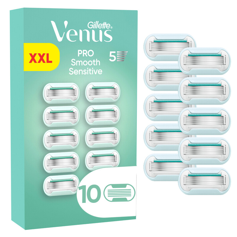 Gillette Venus Pro Smooth Sensitive Rasierklingen für empfindliche Haut, 10 Ersatzklingen