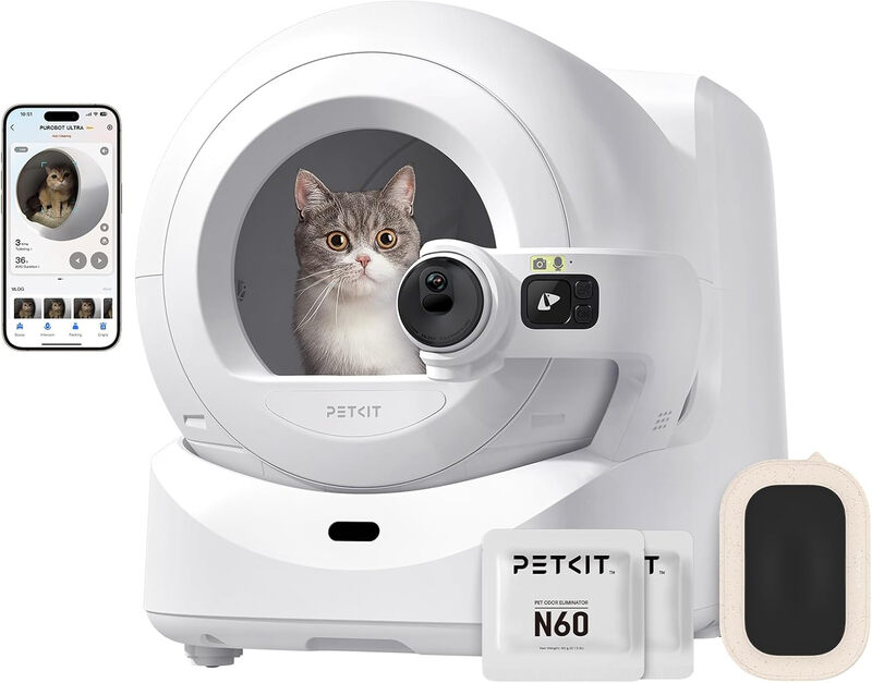PETKIT Purobot Ultra Bac à litière auto-nettoyant pour chat avec caméra