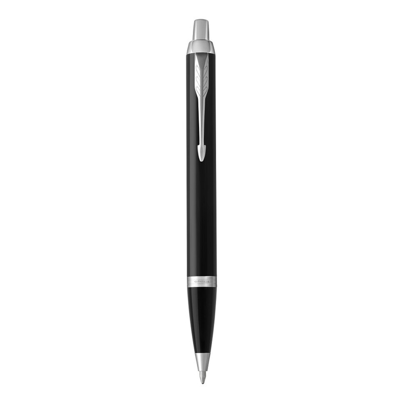 Parker IM stylo bille | laque noire avec attributs chromés| pointe moyenne| encre bleu | coffret cadeau