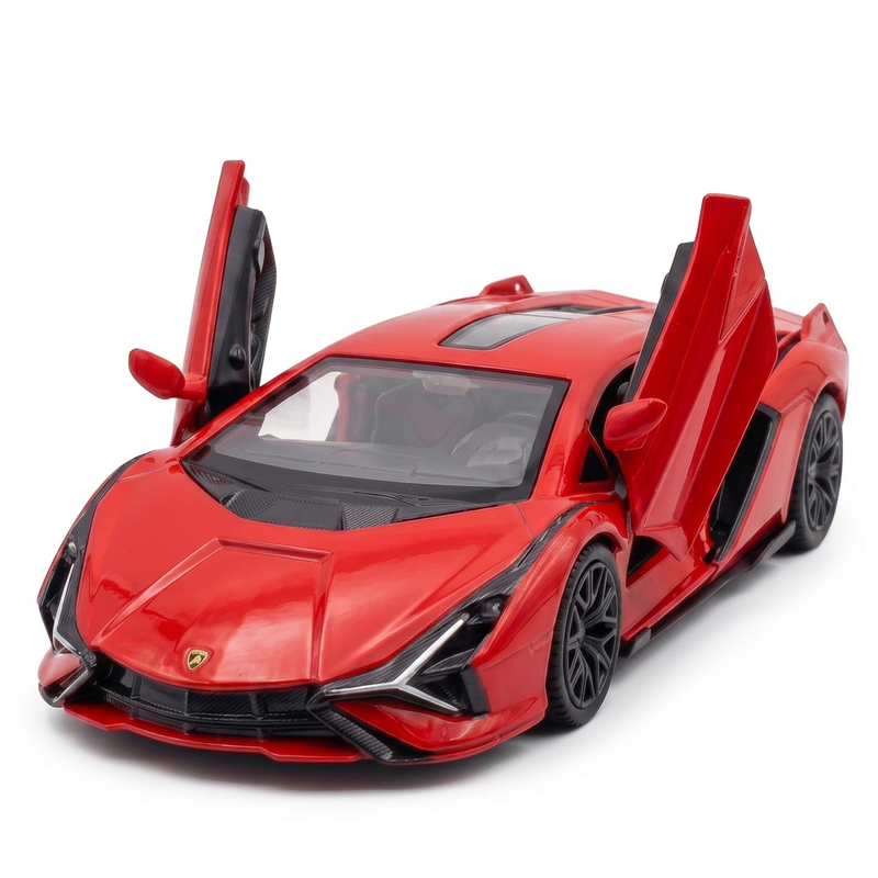 Schaal 1:36 Lamborghini Lightning Red supercar met openslaande deuren, pull-back actie, metalen die-cast modelauto, speelgoedcadeau voor kinderen
