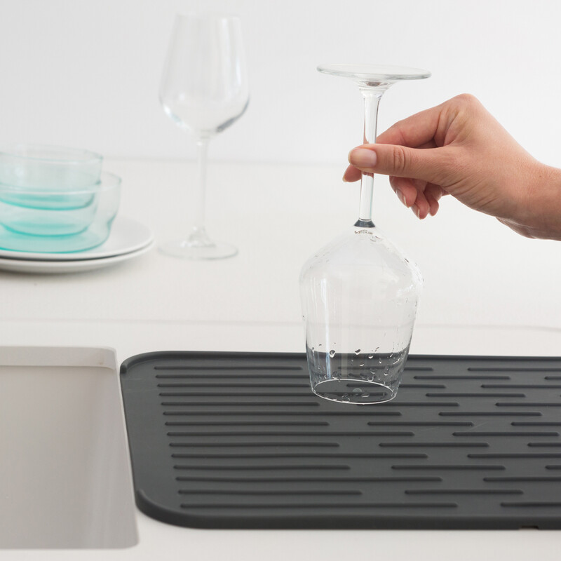 SinkSide Silicone Dish Drying Mat, Dark Grey