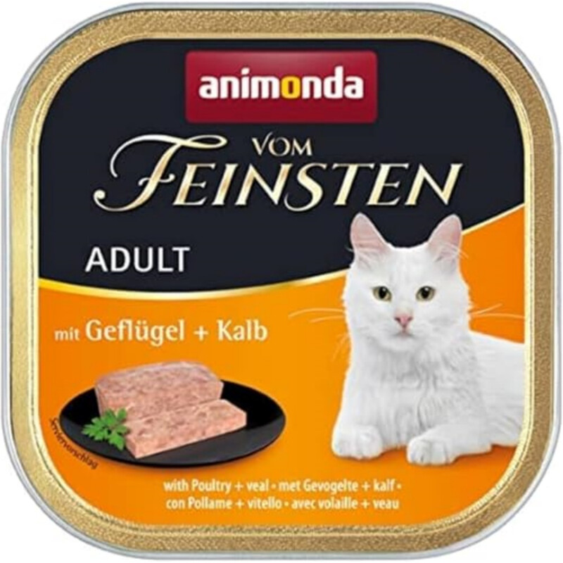 animonda Vom Feinsten Adult Geflügel + Kalb Katzennassfutter, getreidefrei, 32 × 100 g