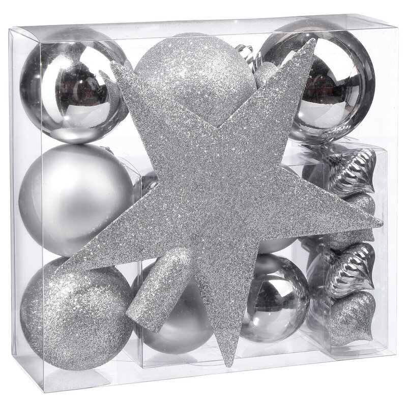 Atmosphera Colorama Lot de 18 pièces de décoration pour sapin de Noël - Argent