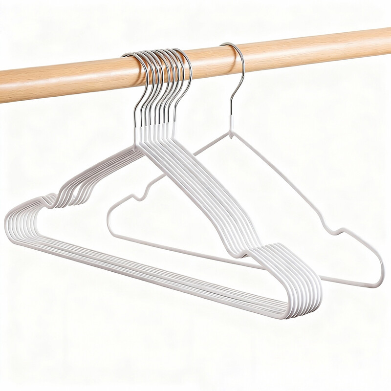 20 Pack Premium Rubber Coated Metal Hangers, Non-Slip, Space Efficient, Silver Finish