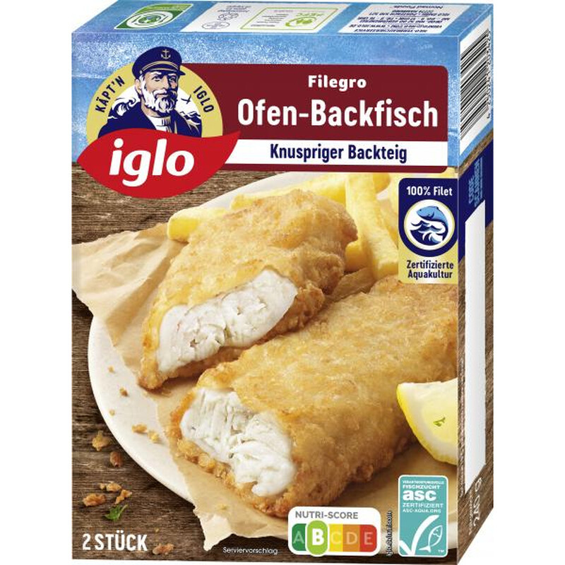 Iglo ASC Filegro Traditioneller Ofen-Backfisch 240 g