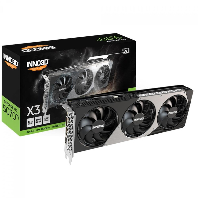 Inno3d Geforce Rtx 5070 Ti X3 Grafikkarte - 16 Gb Gddr7, 256-Bit, Pcie 5.0, 2452 Mhz Boost-Takt, 3X Displayport 2.1B, 1X Hdmi 2.1B, Nvidia Dlss 4