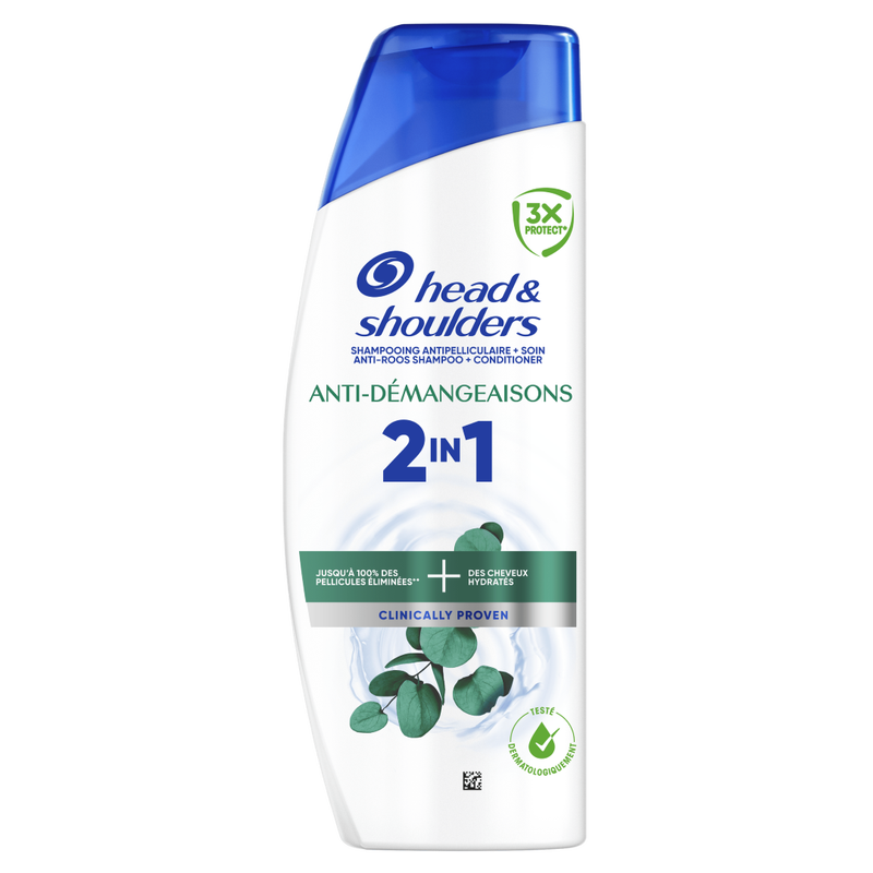 HEAD&SHOULDERS Jeukende Hoofdhuid 2-in-1 Anti-roos Shampoo En Conditioner 250 ml. Effectief Tegen 3 Hoofdhuidproblemen: Roos, Jeuk Gerelateerd Aan Roos En Overtollig Talg. Roosvrij + Gehydrateerd Haar. Schoon Gevoel