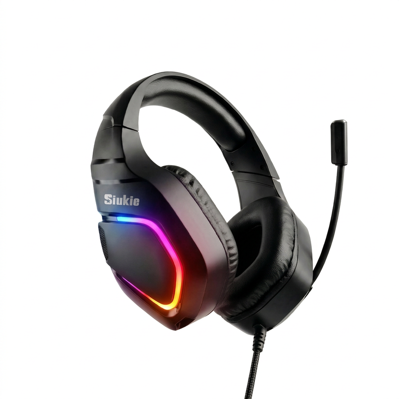Siukie H100 Gaming-Headset mit Mikrofon, kabelgebunden USB & 3,5 mm Klinke, dynamischer RGB-Stereo-Surround-Sound für PS5, PS4, Xbox, Switch, PC