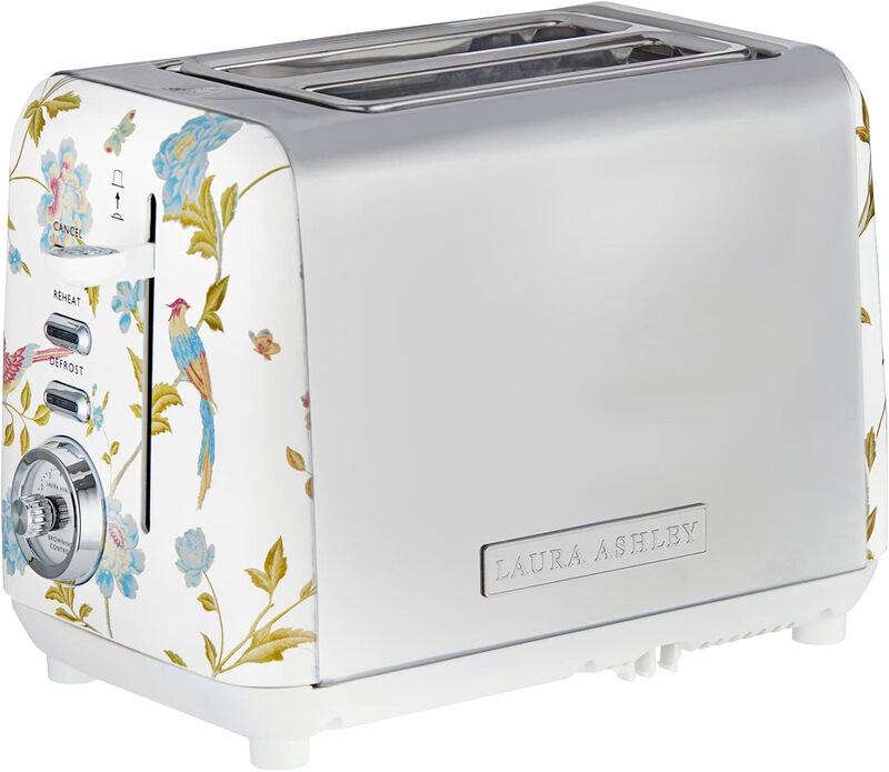 VQ Laura Ashley Retro 2 Slice Toaster, Warming Rack, Wide Slots, Hand-Applied Elveden