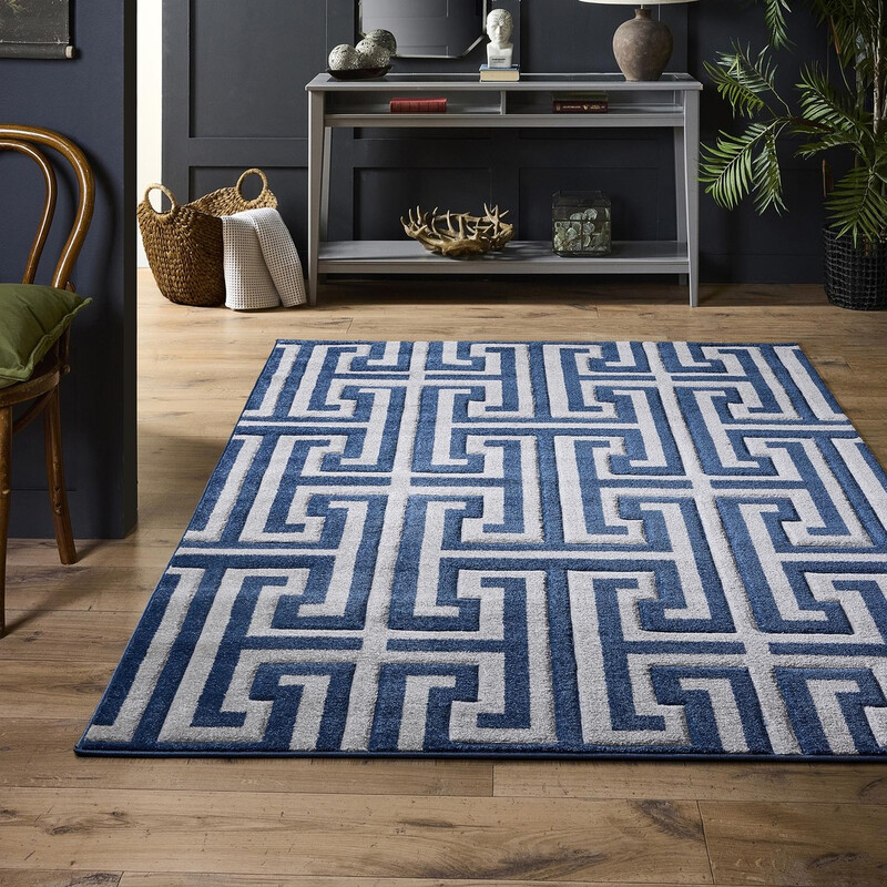 Rug Greek Key Navy/Beige 160x230cm