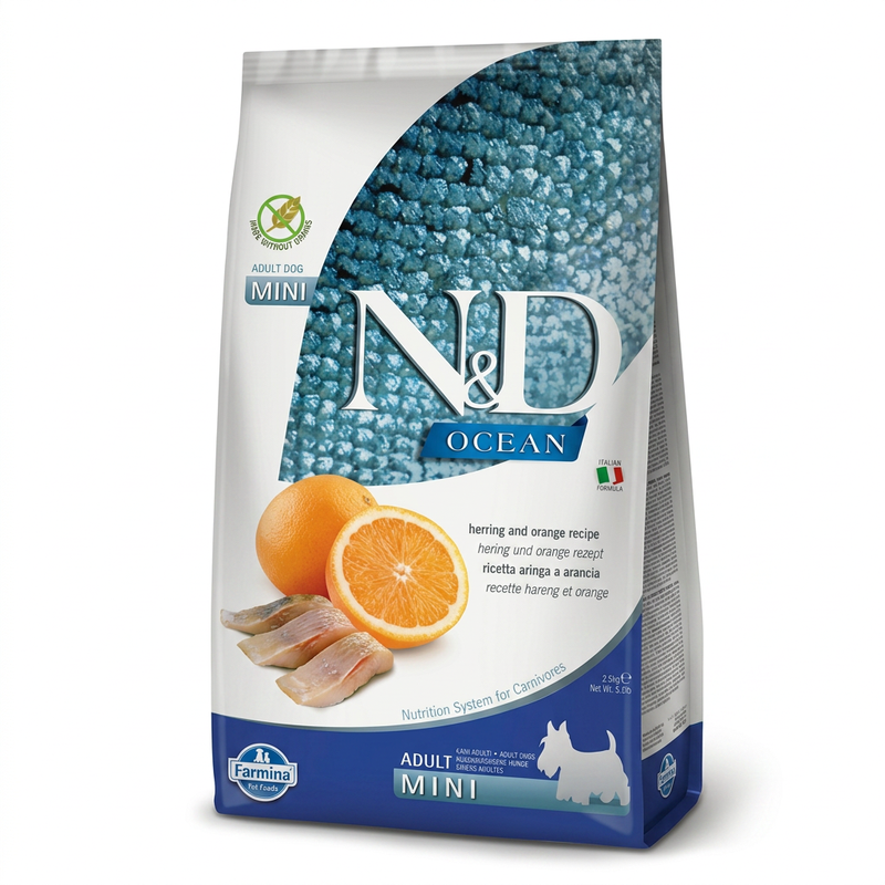 Farmina N&D oceaan hondenvoer voor volwassen honden mini met haring- en sinaasappelsmaak 2,5 kg