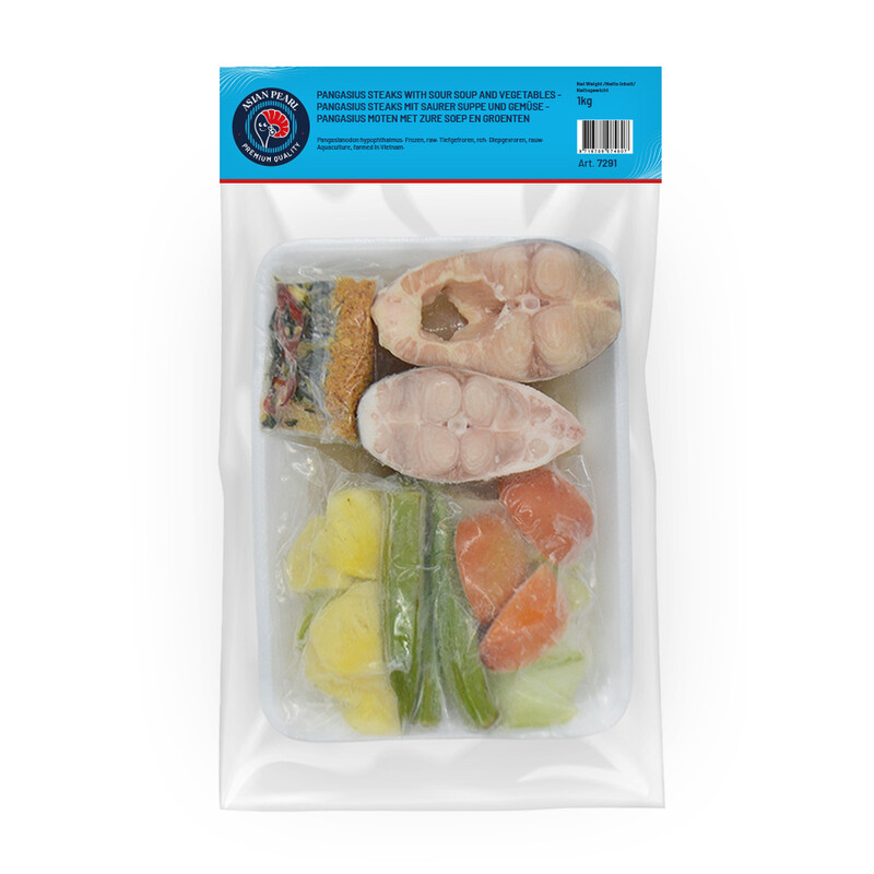 Asian Pearl Pangasius-Steaks mit saurer Suppe und Gemüse roh 1 kg