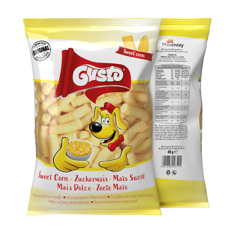 Gusto suikermaïs-maïspuffs – licht knapperige maïssnack (80 g)