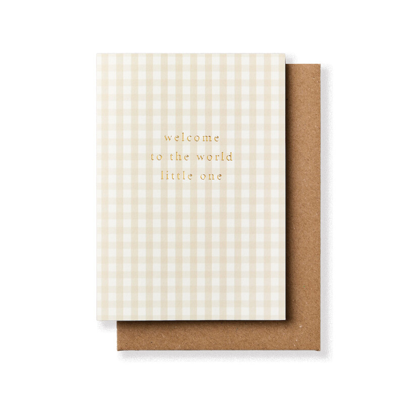 Gingham Welcome To The World Little One Card