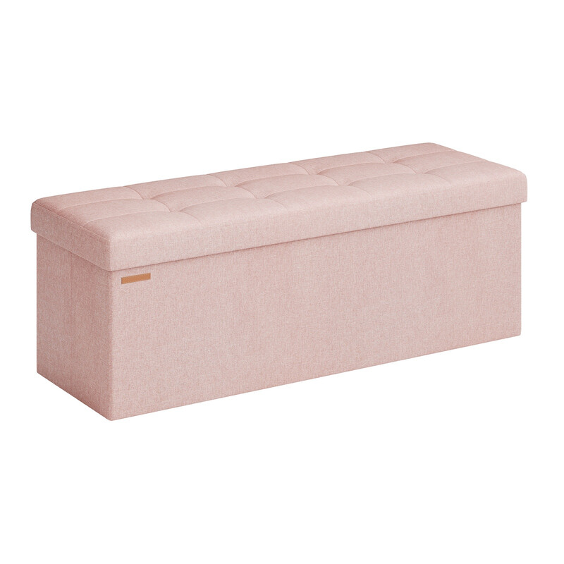 JOYFURNOS Bank Met Opbergruimte, 38 x 110 x 38 cm, Zitkist, Bedbank, Opbergkist, voor Woonkamer, Slaapkamer, Hal, roze