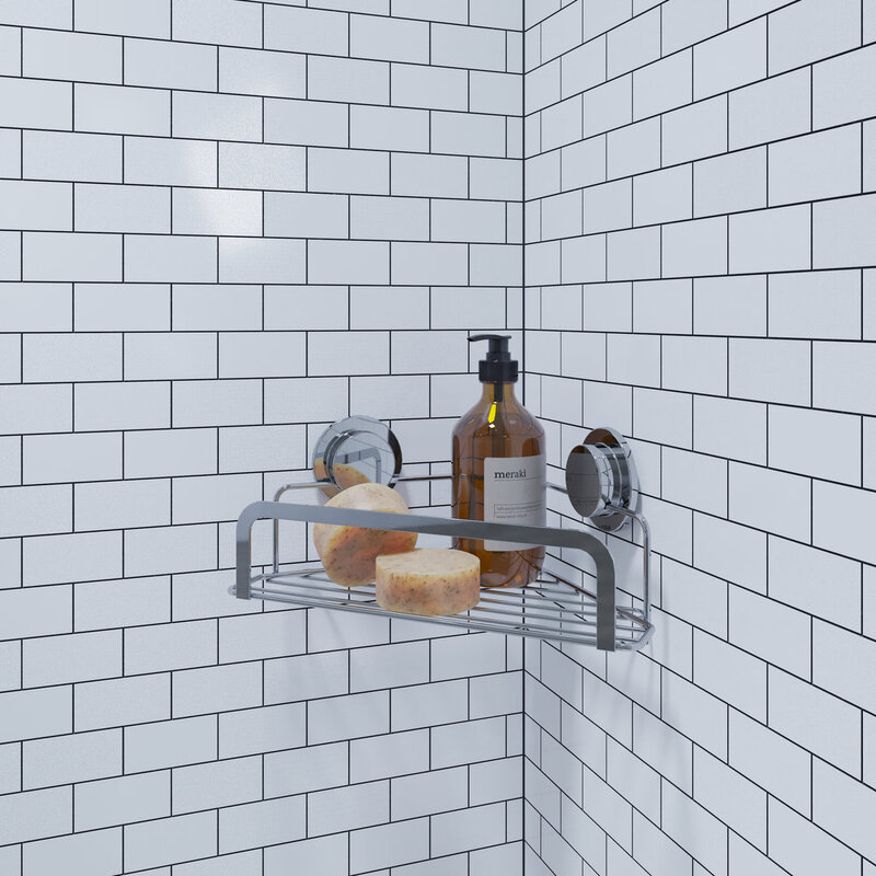 Stick 'n' Lock Corner Shower Caddy - Chrome
