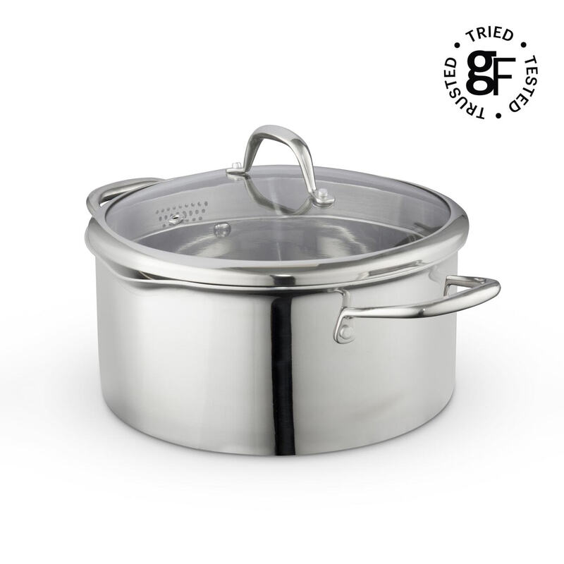 by Tower Tri-Ply 24cm Casserole Dish with Lid, Induction Compatible, Stainless Steel