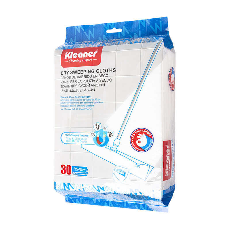 W-Embossed Non-Woven Dry Wipes, 20x48cm, 65gsm, 30 Sheets/Bag