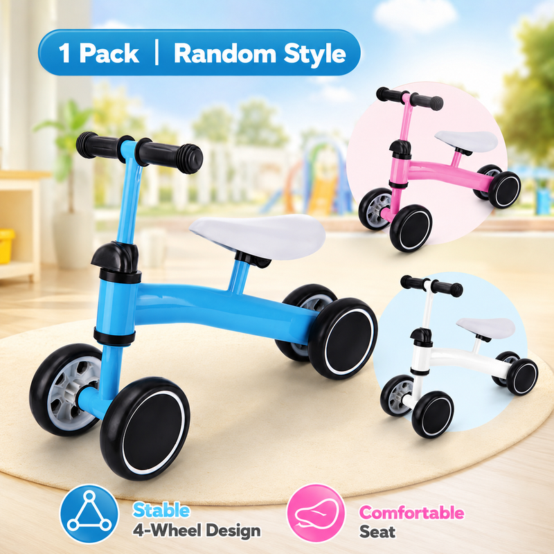 4-Rad-Laufrad für Kinder, zufällige Ausführung, 1 Stück, stabiles Vier-Rad-Design, bequemer Sitz