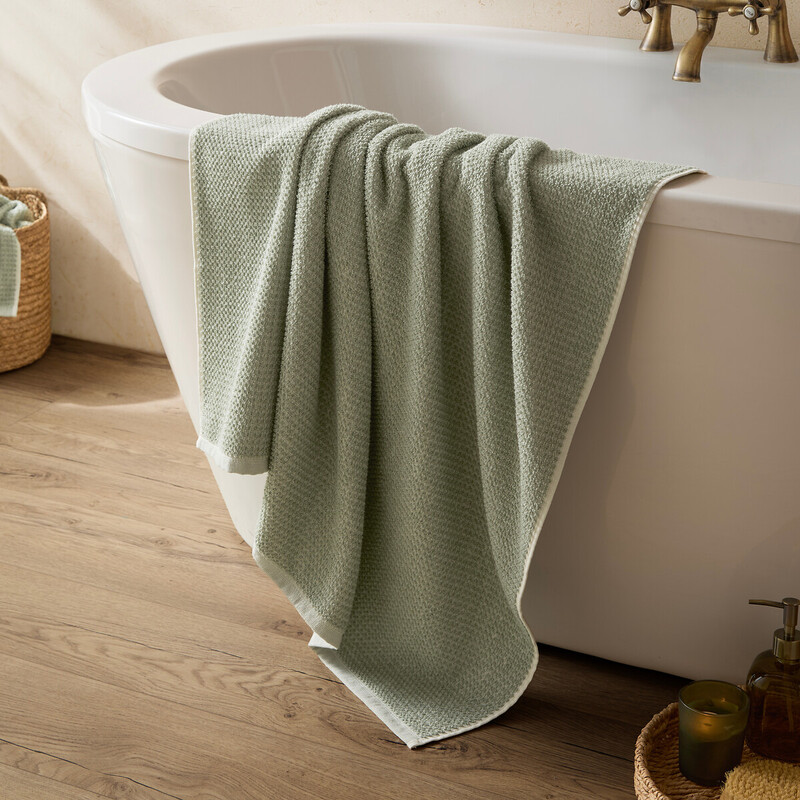 Bath Sheet Hebden Waffle Bay Green 100x150cm