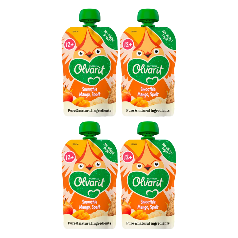 Olvarit Smoothie de fruits à presser mangue et épeautre 12M+ 100 g * 4