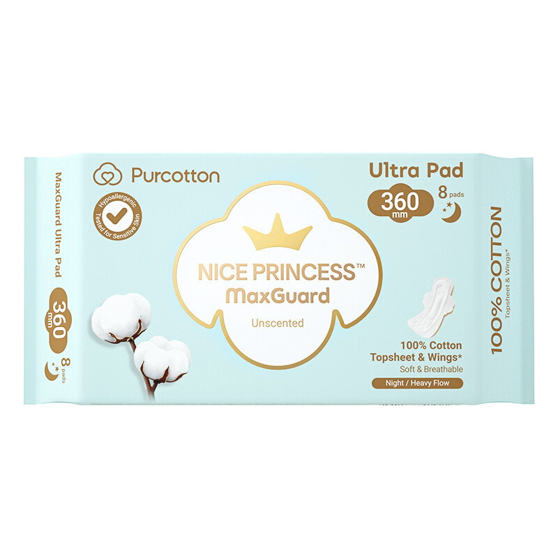 Nass Princess Super Clean & Absorbent Serie Damenbinden (Übersee-Edition) 360 mm, 8 Binden