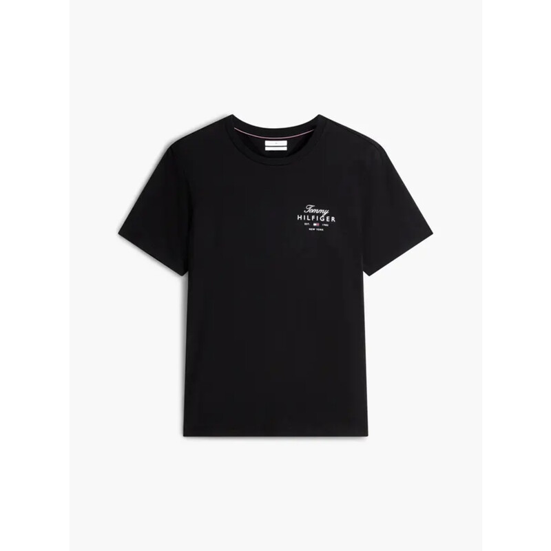 Tommy Hilfiger Logo Jersey Crew Neck T-Shirt - Black