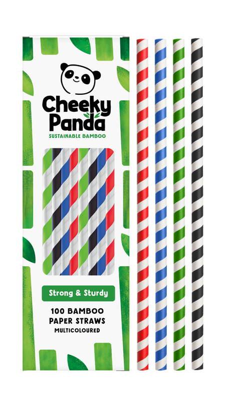 Multicoloured Bamboo Paper Straws × 100