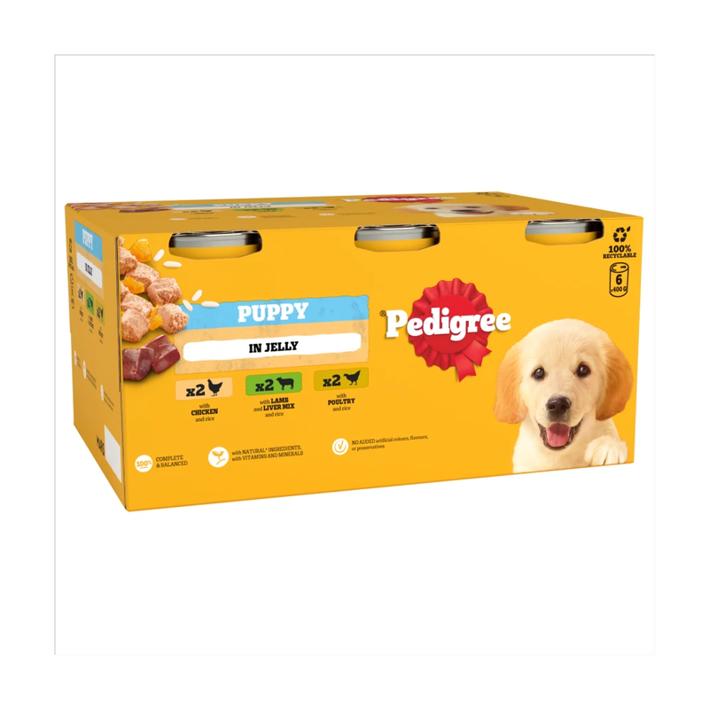 Junior Puppy Wet Dog Food Mixed Selection in Jelly 6 x 400g Can