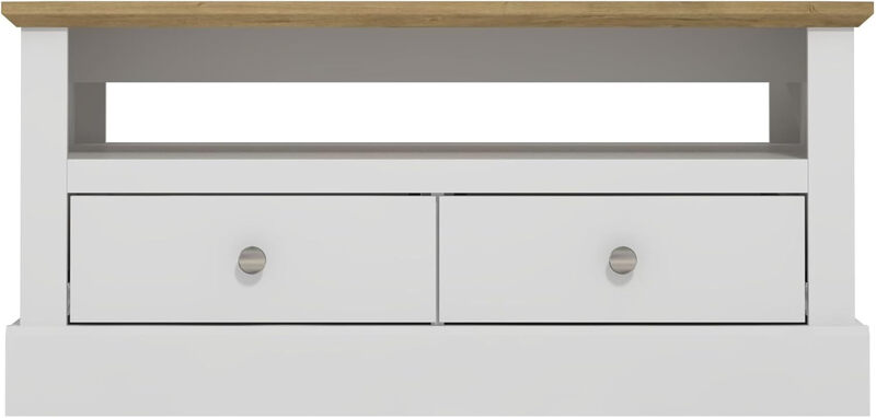 Surrey 2 Drawer Coffee Table – Minimalist Rectangular Living Room Table with Storage