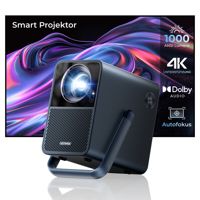 ULTIMEA Poseidon E40 Projektor 1000 ANSI Lumen Nativ 1080P, 4K Unterstützt, Android TV 11.0 & Netflix, Autofokus & 6D Auto Trapezkorrektur, …