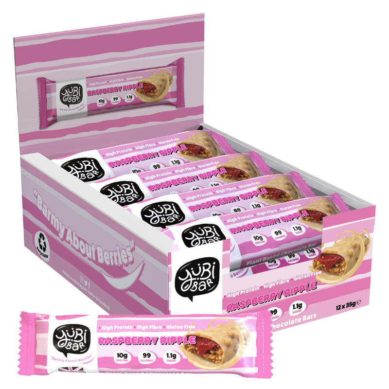 YuBi Protein Bars Raspberry Ripple Flavour Multipack - 12 x 35 g