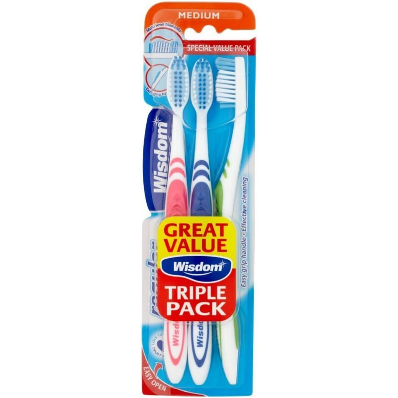 Wisdom Regular Toothbrushes Fresh Medium 3 Pack