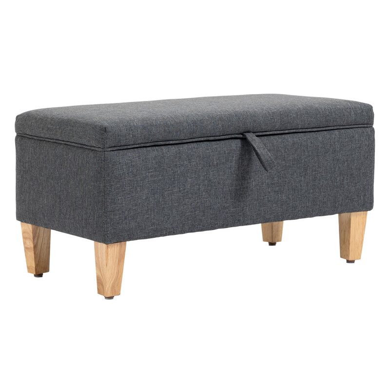 Ottoman Storage Padded Top Charcoal/Natural