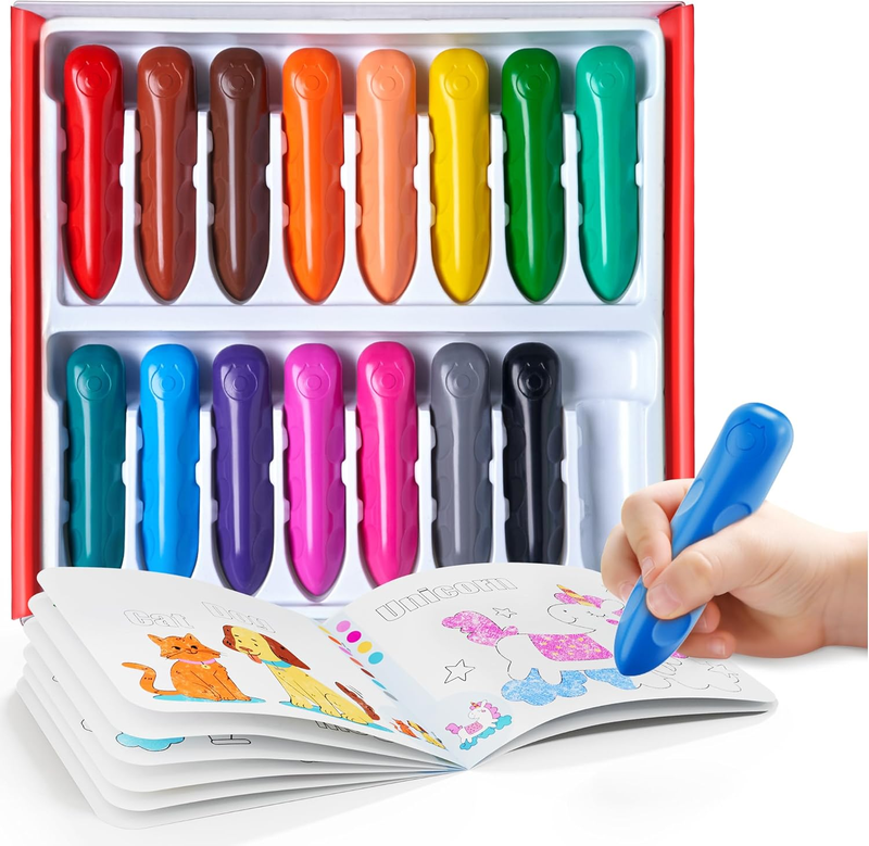 Kleuren jumbo-kleurpotloodset voor peuters en kinderen van 1-6 jaar, eenvoudig vast te houden driehoekige kleurpotloden, breekvrij, niet-giftig en wasbaar, inclusief kleuractiviteitenpapier, ideaal voor kinderen, Nieuwjaarssale, top cadeauopties