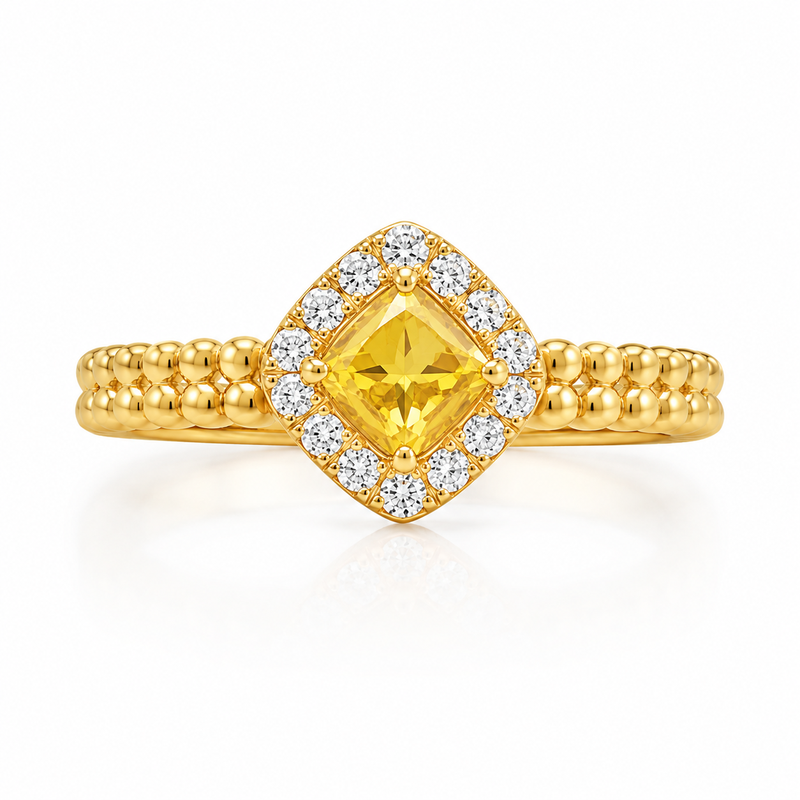 Verbex gouden ring met zirkonia, suikerklontje, open ring, verstelbare ring, geschikt voor alle seizoenen.