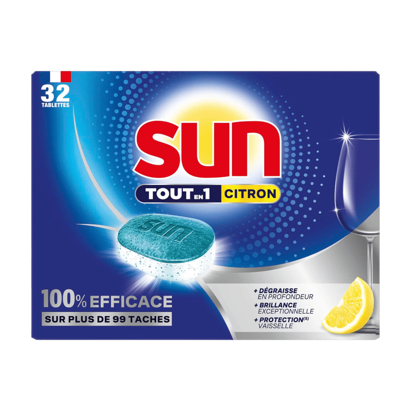 Sun tablettes lave vaisselle tout en 1 citron x32