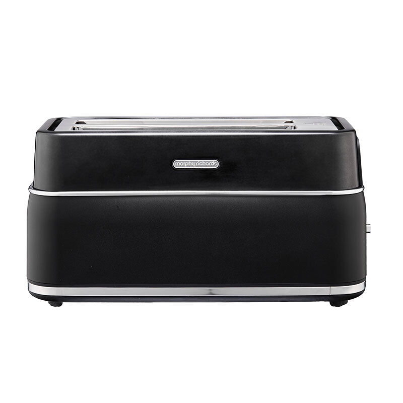 Morphy Richards Britse Signature-serie broodrooster voor thuisgebruik voor 4 sneetjes, ontwerp met twee sleuven, antislipvoet, 1800 W, zwart, model: MUC-TSL2TB
