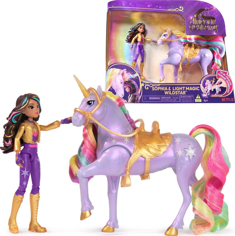 Unicorn Academy speelgoedspeelset Sophia&Wildstar Unicorn - 12,7 cm, lichteffecten
