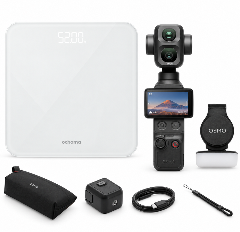 DJI Osmo Pocket 4P+ ochama Smart Digital Body Weight Scale – Value Bundle