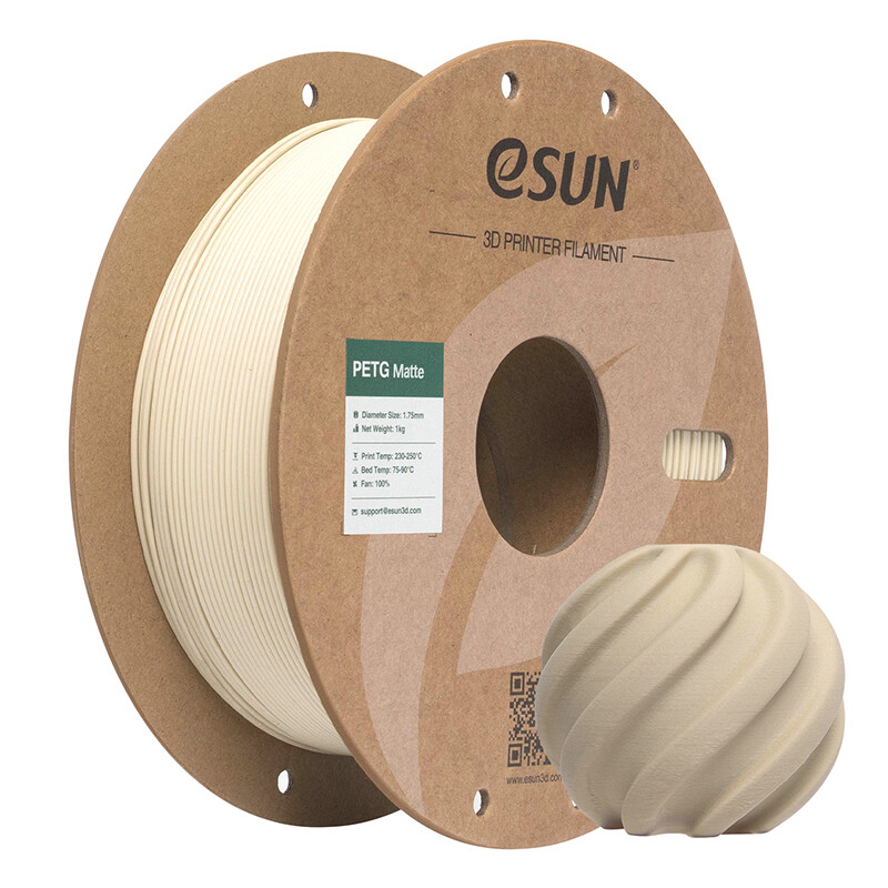 eSUN Mat PETG 3D-printing Filamenten 1,75 mm - Licht Kaki 1 kg, Kosteneffectief Matte Afwerking Inlopend 3D-printing Materiaal Geschikt Voor Buiten Snelle Levering