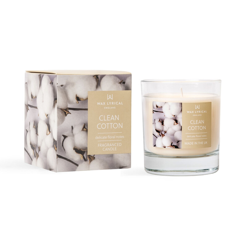 Wax Lyrical Clean Cotton Scented Candle | A Fresh and Crisp Home Fragrance Ambiance for Living Room or Bedroom | 586g