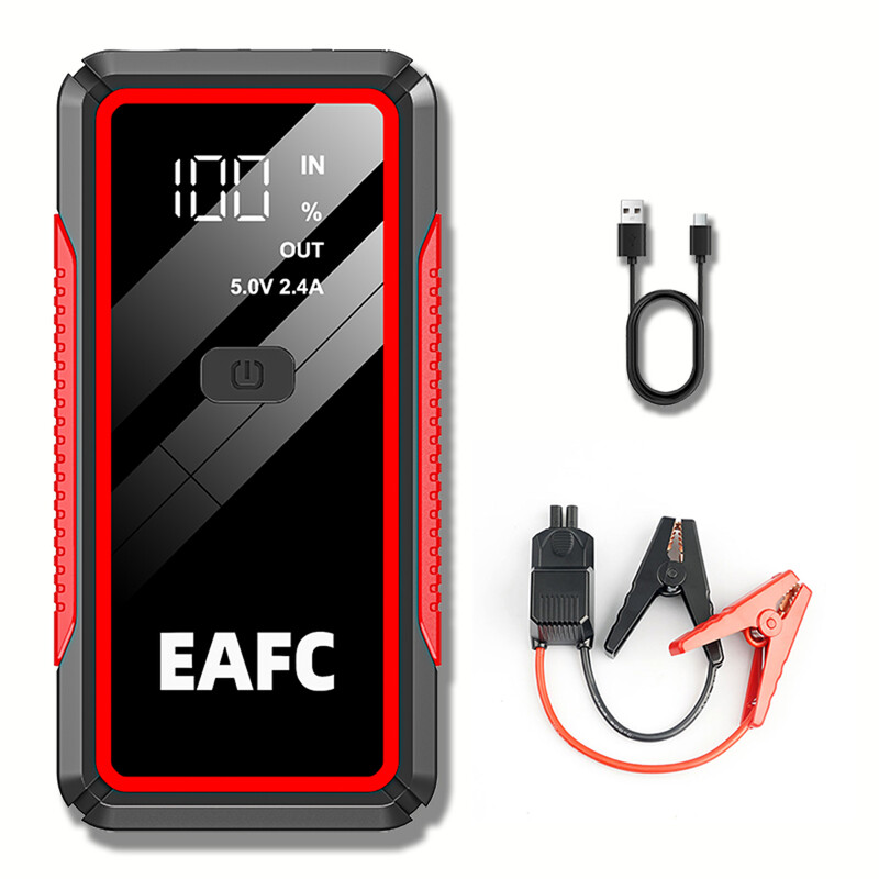 EAFC 2000 A Starthilfegerät für Autos mit 10000 mAh Akku, tragbare Notstromversorgung für Benzin- und Dieselfahrzeuge (bis zu 6,0 L Benzin/4,0 L Diesel), 12 V Autobatterie-Booster mit LED-Taschenlampe und Schutzvorrichtungen