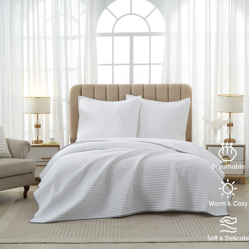 Meeallhome fortschrittliche Stepp-Bettdecke 240 × 220 cm/80 x 80 cm x 2 Weiß