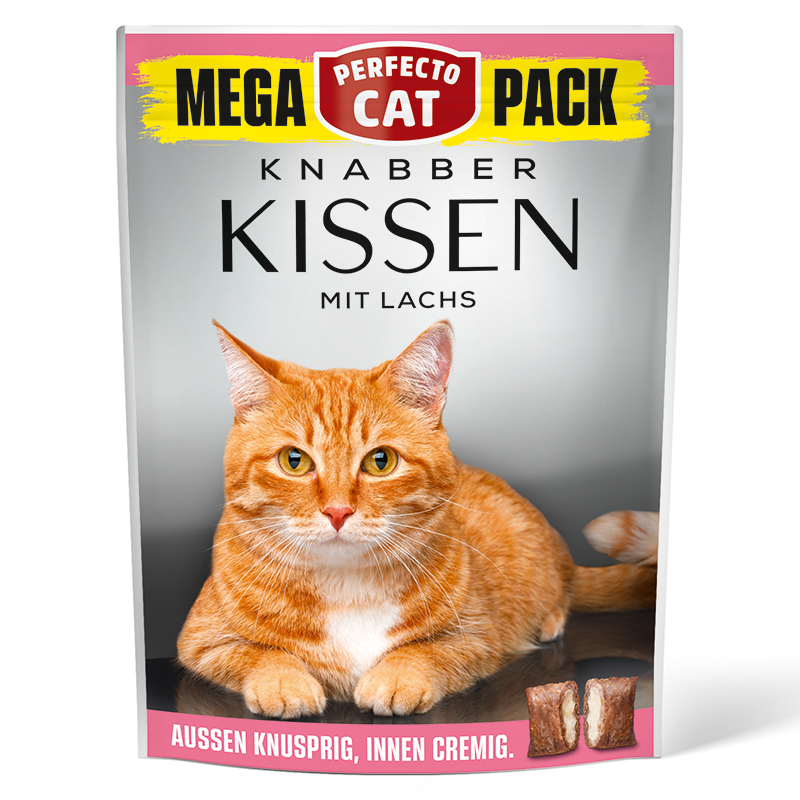 Perfecto Cat Feine Knabber-Kissen mit Lachs 150 g - MEGA PACK