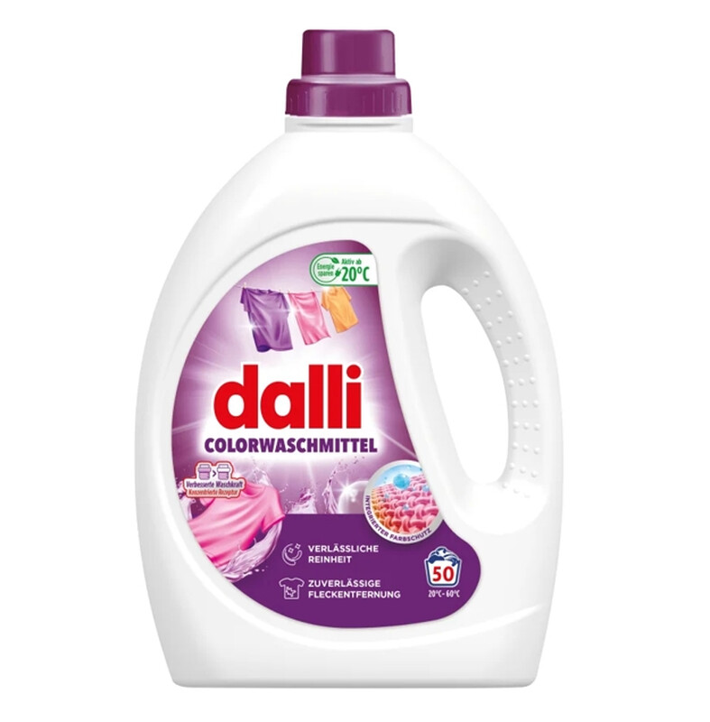 dalli Colorwaschmittel, Flüssigwaschmittel – 2,25 Liter - Flasche, 50 Waschladungen